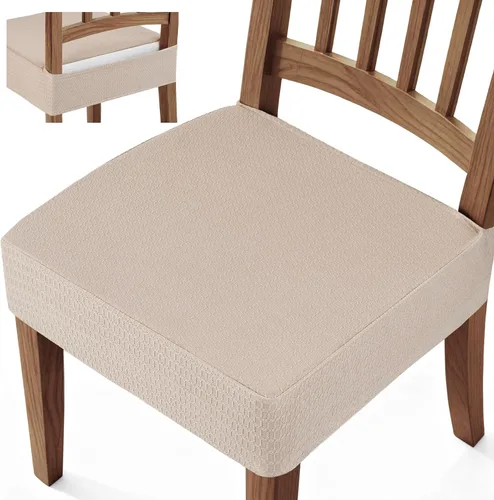 Songrey Juego de 4 fundas de asiento impermeables para sillas de comedor, sin fundas para sillas traseras, elásticas, extraíbles y lavables, color