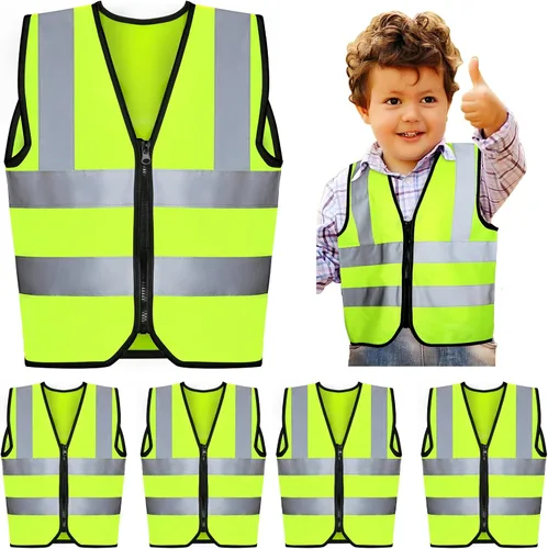 Unittype Chaleco de seguridad para niños, chaleco reflectante de tráfico para correr, jardín de infantes, preescolar, 4 piezas