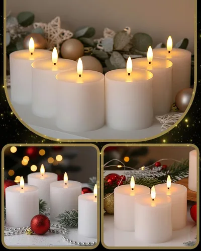 Miniatura 3 de VIHOSE Juego de 6 Velas Sin Llama Blancas con Control Remoto y Temporizador, Velas de Batería Parpadeantes, Velas LED de Tapa Plana para Decoración