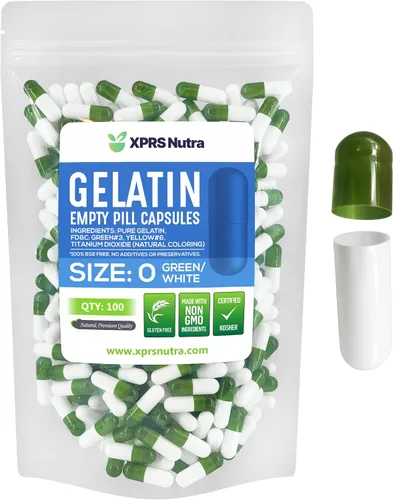 XPRS Nutra Cápsulas vacías de tamaño 0 – 100 cápsulas vacías de gelatina – Pastillas de relleno de cápsulas de bricolaje – Cápsulas de gel de Verde
