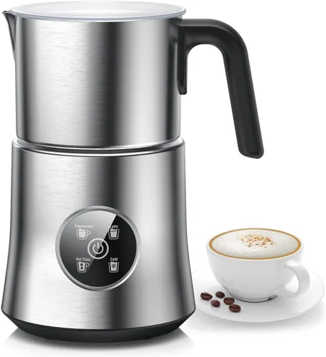 Espumador de leche y vaporizador, espumador de leche eléctrico desmontable y de gran capacidad, máquina automática de espuma caliente y fría,