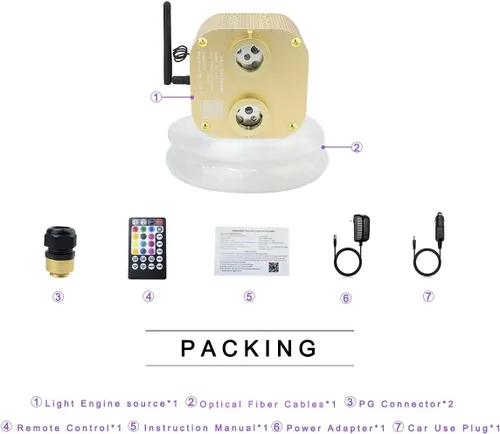 Miniatura 8 de AKEPO Luces de fibra óptica de doble cabezal de 20 W, RGBW, parpadeo+APP+fibra óptica activada por sonido, kit de luz de techo de estrella total
