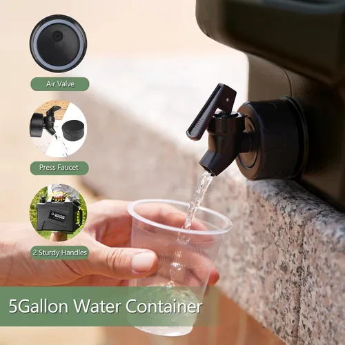 Miniatura 4 de COOZMENT Contenedores de agua de 3.2 galones/5 galones con grifo, jarra de agua sin BPA, tanque de agua verde militar, contenedores