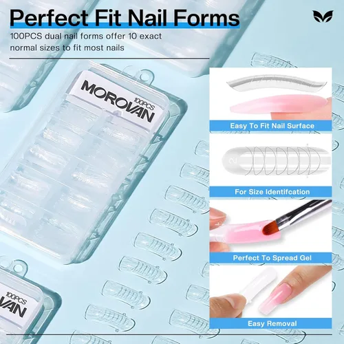 Miniatura 5 de Morovan Solución deslizante de poligel para uñas: Líquido deslizante de grado de salón y formas de uñas dobles para extensiones de uñas de gel
