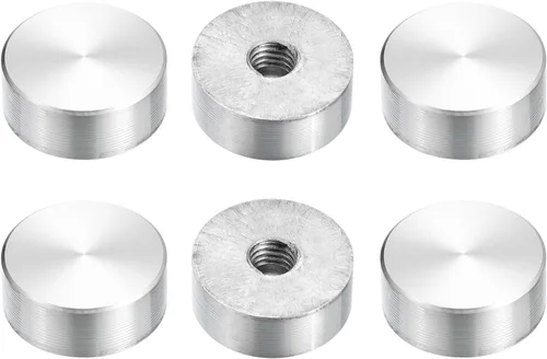Miniatura 45 de uxcell M6 Rosca 0.787 in de diámetro de forma redonda de aluminio disco hardware 1pcs, aluminio círculo disco vidrio adaptador superior para mesa