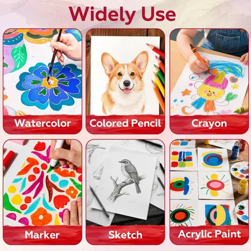Miniatura 7 de 100 hojas de papel para acuarela a granel, papel de acuarela prensado en frío de 5 x 7 pulgadas 140 lb/300 g/m² para niños y adultos. Papel