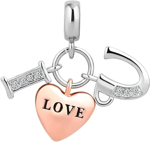 Miniatura 2 de CharmSStory Colgante con dije de corazón chapado en oro rosa para pulseras y collares, Oro rosa