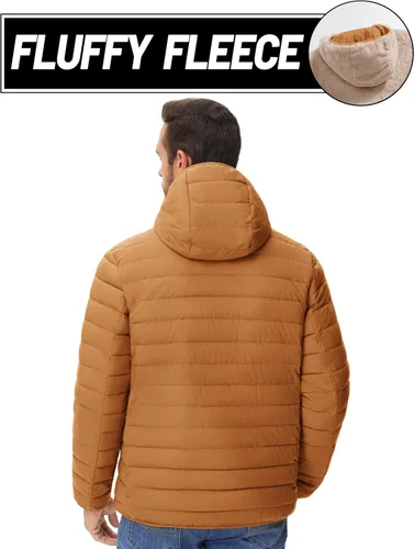 Miniatura 16 de MAGCOMSEN Chaqueta acolchada para hombre con capucha, forro de vellón, chaqueta térmica resistente al agua, chaqueta de plumón con cremallera