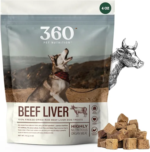 Miniatura 10 de 360 Pet Nutrition Golosinas de hígado de bisonte crudo liofilizado para perros, un solo ingrediente, alto en proteínas, sin granos, aperitivos