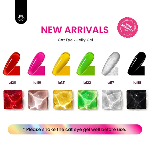 Miniatura 2 de Beetles - Juego de esmalte de uñas de gel de 6 colores, ojo de gato plateado, gel transparente rojo, rosa, amarillo, verde, negro, con efecto