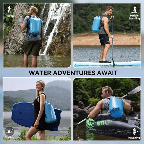 Miniatura 6 de MARCHWAY - Bolso seco flotante e impermeable 1.32/2.64/5.28/7.93/10.57 galones, parte superior enrollable, mantiene secos equipos de kayak rafting