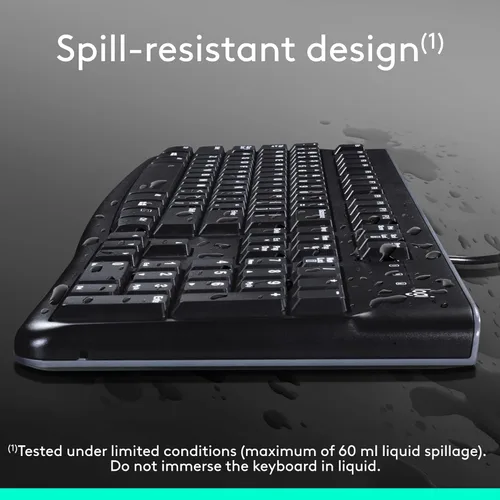Miniatura 5 de K120 teclado ergonómico de escritorio con cable USB negro, Negro