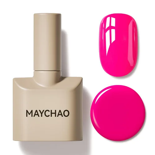 Miniatura 9 de MAYCHAO Esmalte de uñas de gel rosa intenso de 0.5 onzas líquidas, 1 unidad de esmalte de gel rosa brillante, esmalte de uñas que se absorbe con luz