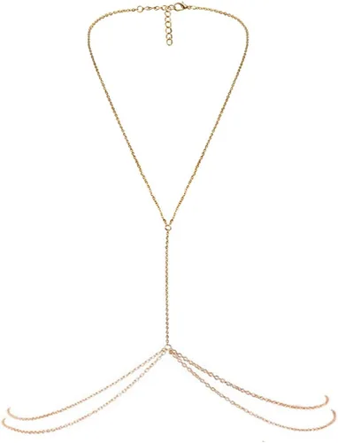 Bestjybt cadena con colgante para la cintura y la panza y cuerpo. Dorada, sexy, para mujeres de diseño moderno. Collar con colgante playero para
