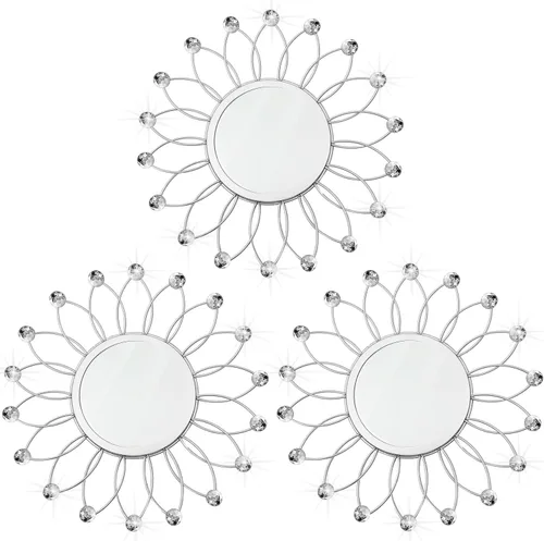Miniatura 44 de Paquete de 3 espejos metálicos para pared, con diseño de rayos de sol, para decoración del hogar, arte decorativo para colgar en la pared para sala