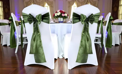 Miniatura 258 de mds - Lote de 10 lazos de satén para sillas de boda y eventos, para decoración de fiestas, 30 colores, Satin, 10 Verde oliva