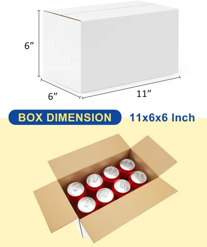 Miniatura 2 de Cajas de Envío-11x6x6 Pulgadas: Paquete de 40 Cajas de Envío-Sobres, Cajas de Cartón Corrugado Blanco para Empaque de Envío de Pequeñas Empresas
