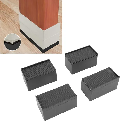 Miniatura 8 de Rectangular Stackable Furniture Risers Set, Rubber Elevated Support Blocks for Beds, Couches, Desks, and Sofas with 4 Inch Height