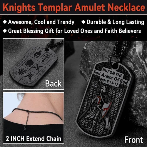 Miniatura 5 de FaithHeart Collar de sello de caballeros templarios, joyería de Cristo compañeros soldados para hombres y mujeres con delicado embalaje de regalo