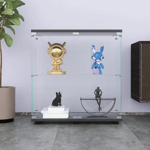 Miniatura 13 de FANYUSHOW Vitrina de cristal con doble puerta y cerradura, estilo de instalación rápida, gabinete Curio de 4 estantes de vidrio templado de 5mm