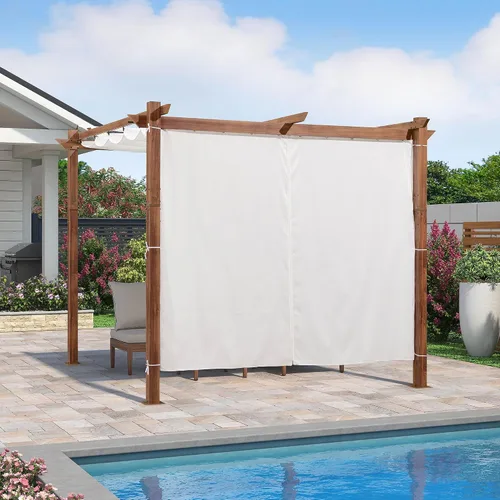 Miniatura 34 de PURPLE LEAF Pérgola retráctil para exteriores de 10 x 10 pies con toldo, refugio de metal para patio, jardín, pabellón, marco de grano de madera