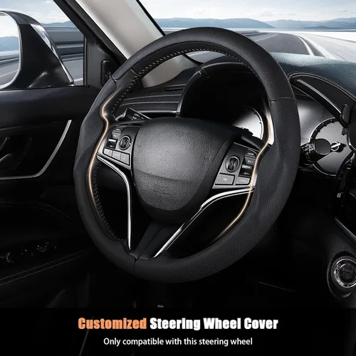 Miniatura 2 de Aimato Funda de volante personalizada para Honda Civic 2016-2021/CR-V 2017-2021/Clarity 2018-2021, delgada, antideslizante, resistente a los negro