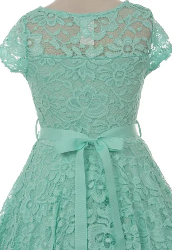 Miniatura 23 de Little Girl - Vestido de niña con manga de encaje y cinturón de piedras