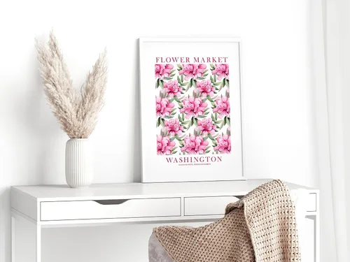 Miniatura 6 de ColorAndFlair Washington State Flower Market Rhododendron Poster Pink Green Wildflower Floral Wall Art Botanical Print Travel Gift (8x10 inches)