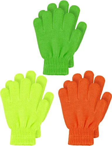 Miniatura 8 de 3 pares de guantes para niños pequeños, manoplas para niños, guantes de punto cálidos de invierno, manoplas de dedos completos para niños y niñas