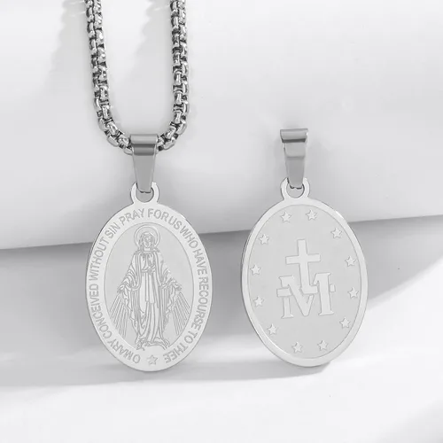 Miniatura 3 de Collar de San Miguel, San MiguelVirgen MaríaRafaelJudeCristóbalBenedictoJoséPatrickFranciscoFlorianThomasAnthony, acero inoxidable, 24