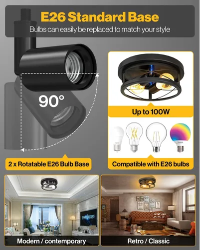 Miniatura 3 de Sunco Lámparas de techo de estilo granja, lámpara de techo rústica para vestíbulo, dormitorio, pasillo, cocina, sala de estar, estudio, 11 pulgadas