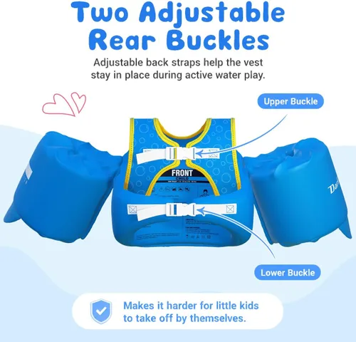 Miniatura 2 de Dark Lightning Chaleco de natación para niños de 2, 3, 4, 5, 6 y 7 años, flotadores para niños pequeños con alas de brazo de 30 a 50 libras, chaleco