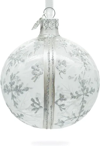 Miniatura 2 de Copos de nieve en bola de vidrio transparente adorno de Navidad 3.25 pulgadas