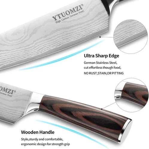 Miniatura 3 de Cuchillo de chef de 8 pulgadas, cuchillo de chef profesional de 8 pulgadas con funda, cuchillo de cocina alemán de acero inoxidable de alto carbono