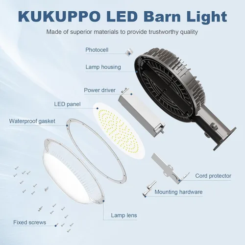 Miniatura 8 de KUKUPPO Luz LED de granero con certificación ETL, 120 W, luz de atardecer a amanecer, 5000 K, luz diurna, 14400 lm, IP65, impermeable, luces