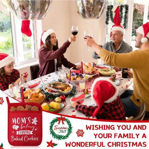 Miniatura 7 de Layhit 12 soportes para ollas de Navidad con bolsillo, resistentes al calor, almohadillas calientes, bolsa de galletas de granja para cocina