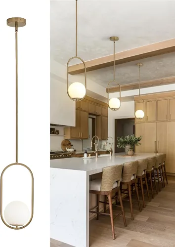 Yunnix Lámparas colgantes para isla de cocina, lámparas colgantes, moderna lámpara colgante de cristal de bronce champán, lámpara de mediados de