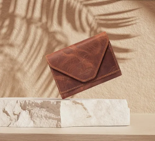 Miniatura 18 de grande Estuches para tarjetas 3639, Naranja, Tarjetero de cuero con cierre magnético, cartera pequeña de acordeón para mujer