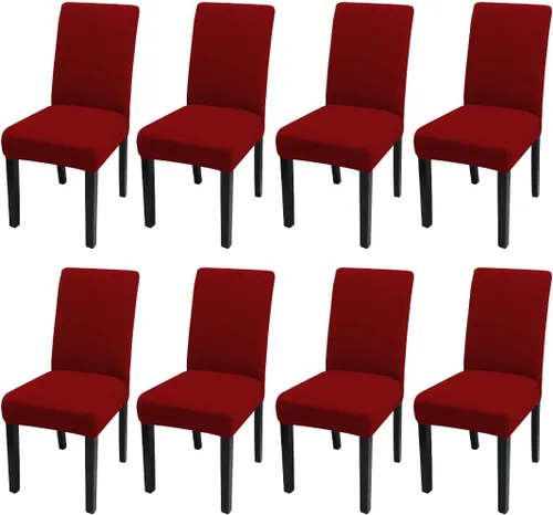 Miniatura 20 de JQinHome Juego de 8 fundas para sillas de comedor, fundas de alta elasticidad extraíbles y lavables, fundas protectoras de asiento para silla
