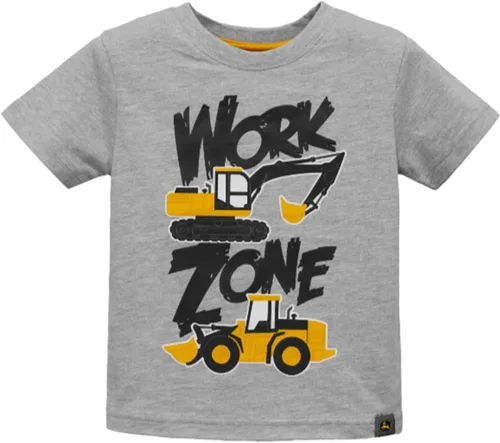 John Deere Gray Work Zone - Camiseta de manga corta con cargador de excavadora, tallas 2T 3T 4T, Gris