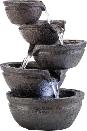 Miniatura 7 de Alpine Corporation WIN1138 - Fuente de agua de mesa para interiores de 13 pulgadas con luces LED, función de agua en cascada para el hogar, oficina