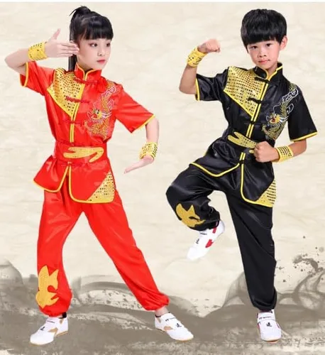 Miniatura 4 de Conjunto de uniforme chino de Kung Fu Master Tai Chi Dragon para niños y niñas (negro, 9-10 años)