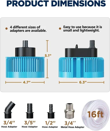 Miniatura 2 de Bomba de sumidero, bomba de agua sumergible ultra silenciosa de 950 GPH, bomba de cubierta de piscina, bomba de sumidero para drenaje de piscina
