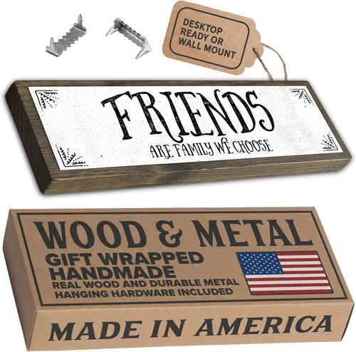 Friends Are Family We Choose - Letrero de madera de metal - Decoración rústica de granja - Arte de pared rústico - Liquidación de decoración del