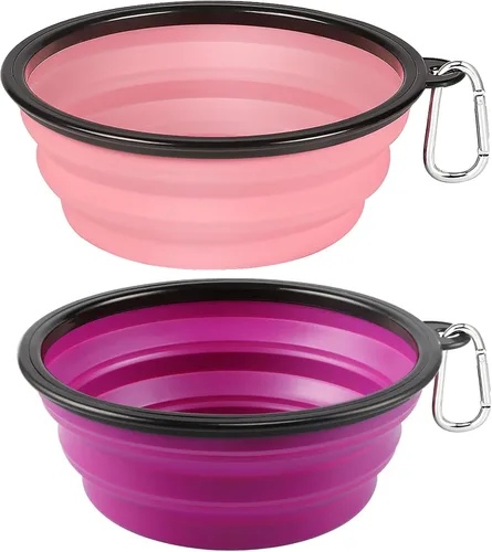 Miniatura 12 de Kytely Tazones grandes plegables para perros, paquete de 2 tazones plegables de viaje para perros de 34 onzas, cuenco portátil para alimentos