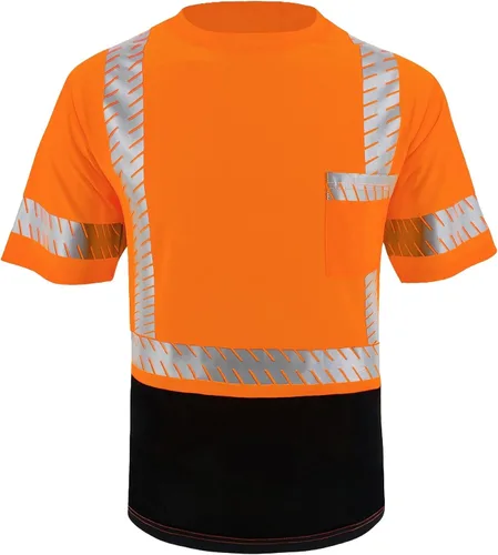 Camisas de seguridad Hi Vis con tiras reflectantes, camisas de construcción de fondo negro para hombres y mujeres