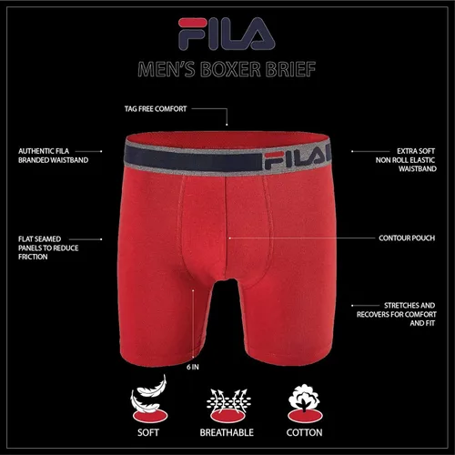 Miniatura 6 de Fila - Calzoncillo para hombre, 6.0in, sin vuelos, con bolsa, 4