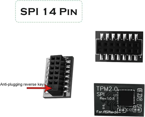 Miniatura 4 de Profesional TPM2.0 Módulo de seguridad LPC 14 Pin como tarjeta de placas base bastidor de roca para como roca TPM2-SLI-S-SPI plataforma pieza