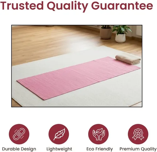 Miniatura 7 de LFH Home - Tapete de yoga de algodón hecho a mano para ejercicio, entrenamiento, fitness, perfecto y de alta calidad, ecológico, tejido de algodón