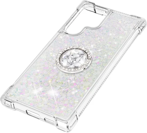 Miniatura 6 de CCSmall Funda para Samsung Galaxy S22 Ultra para mujeres y niñas, transparente con purpurina que fluye líquida, cubierta brillante de arena movediza
